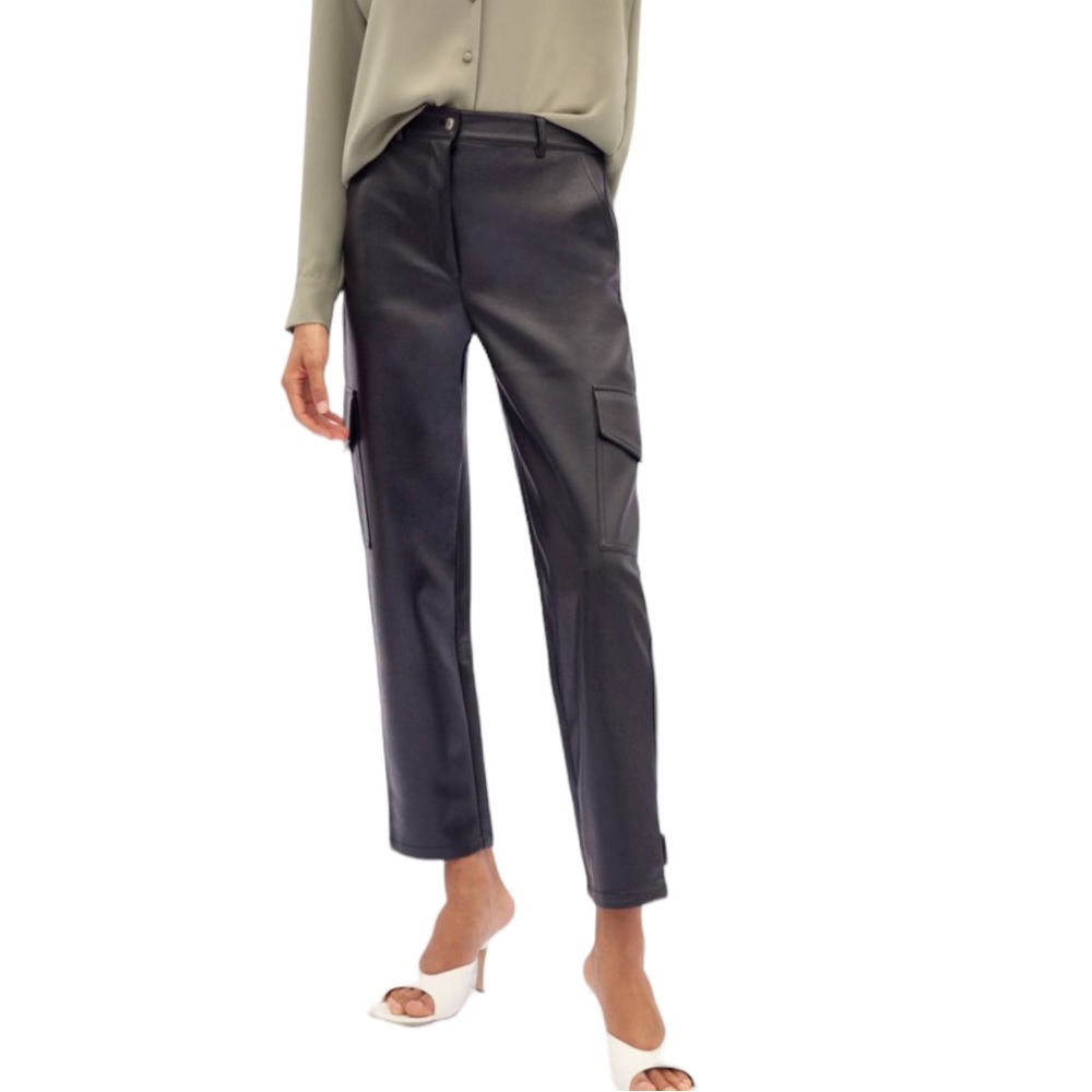 Wilfred Black Faux Leather Cargo Pants
